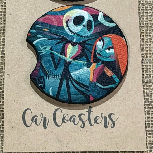 Jack & Sally - Sublimated Neoprene Car Coasters - Picture 3 of 3